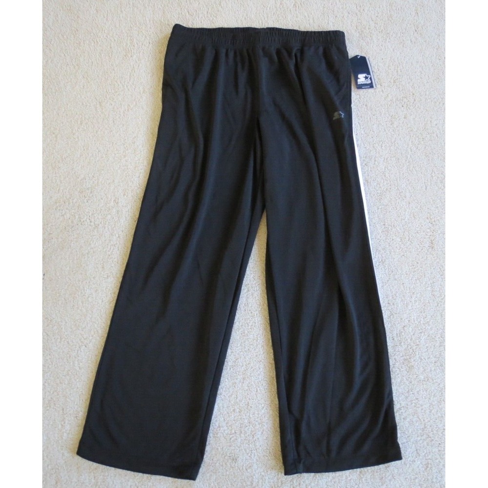 NWT Men's Starter Track Pants Black White Stripe Large 36-38
